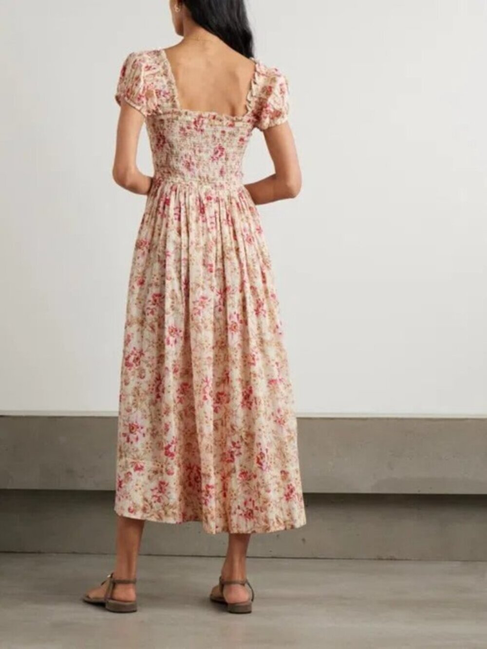 Doen Stanza lace-trimmed floral-print organic cotton-voile midi dress - Picture 2 of 10